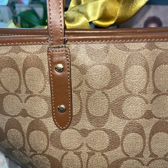 Coach Brown Tote with Yellow and Multicolor Scarves - Picture 6 of 8